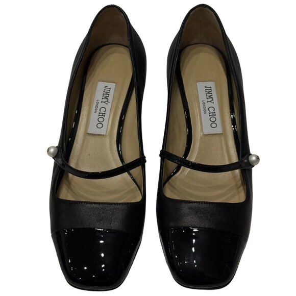 $875 Jimmy Choo Elise black Mary Jane Pumps size 8/38 - Picture 4 of 7
